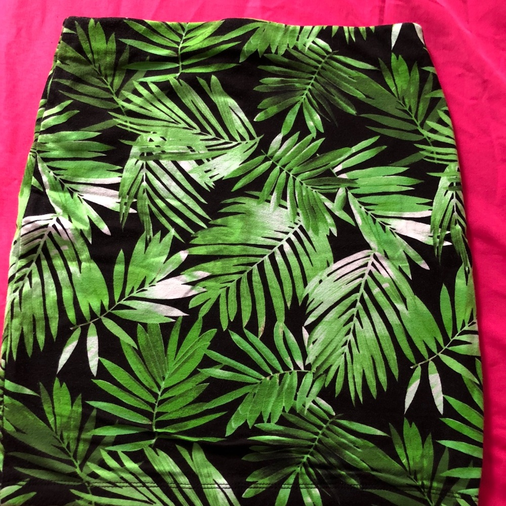 Black & Green Floral Skirt 